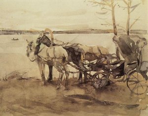 At The Ferry — Valentin Alexandrovich Serov