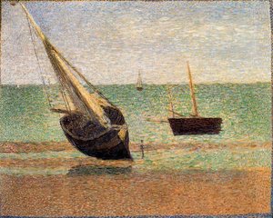 Boats, Low Tide, Grandcamp — Georges Seurat, Pointillist Impressionism