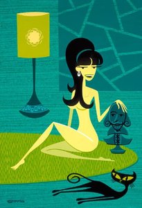 Green Nude With Bust Of Shakespeare — Josh Agle