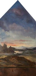 Evening Landscape With A River And Mountains (centre Panel Backdrop To A Crucifix) — Rebecca Dulcibella Orpen