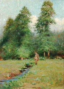 Man In A Field By A Stream — Benjamin Haughton
