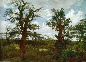 Landscape With Oak Trees And A Hunter — Caspar David Friedrich, Romantic Landscape Painting