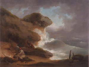 Fisherman Cooking While Others Repair A Boat In The Storm — George Morland