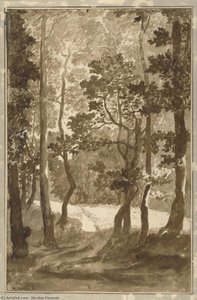 A Path Leading Into A Forest Clearing — Nicolas Poussin