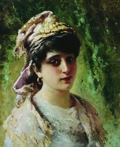 Woman Head — Konstantin Yegorovich Makovsky, Realism