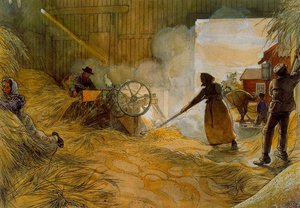 Threshing Grain — Carl Larsson, Realism