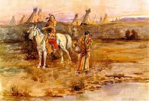 A Piegan Flirtation — Charles Marion Russell, Western Realism