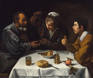 Tavern Scene With Two Men And A Girl — Diego Velázquez, Baroque Realism
