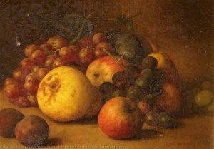 Still Life With A Pear, Apples, Grapes And Plums — George Walter Harris