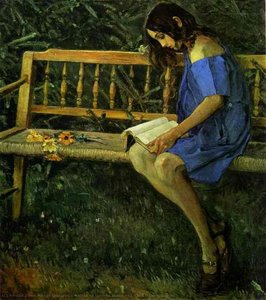 Portrait Of Natasha Nesterova (on A Garden Bench) — Mikhail Nesterov