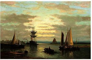 Sailing Vessels In A River