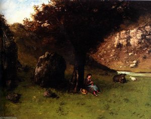 La Petite Bergere ( The Young Shepherdess — Gustave Courbet