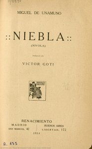 Cover Page´s Niebla Novel — Miguel De Unamuno
