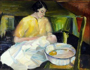 Joan, Lady Cook (1915–1995), Bathing Her Son Christopher — Francis Ferdinand Maurice Cook