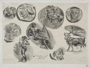 Sheet With Nine Antique Medals — Eugène Delacroix, Romanticism