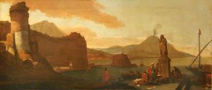 Capriccio Of A Seaport With Orientals, Ruins, And An Antique Statue — Thomas Wyck