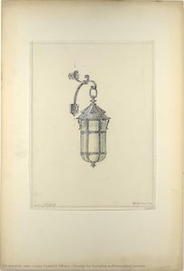 Design For Hanging Wall-mounted Lantern — Louis Comfort Tiffany