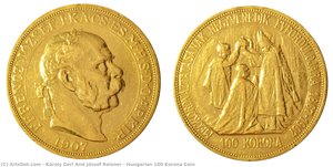 Hungarian 100 Korona Coin — Károly Gerl And József Reisner