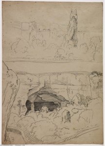Rock, Tower Ruins And Cavern Near The Ear Of Dionysus, Syracuse, Sicily — Thomas Cole