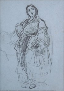 Bohemian, Probably A Study For The Painting 'bohemian Donuts Vendors' — Alfred Dehodencq, Romanticism