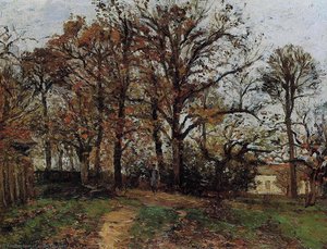 Trees On A Hill, Autumn, Landscape In Louveciennes — Camille Pissarro, Impressionism