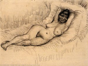 Study For Reclining Female Nude — Vincent Willem Van Gogh, Post-impressionism