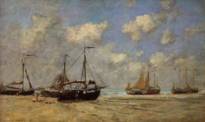 Scheveningen, Boats Aground On The Shore — Eugène Louis Boudin