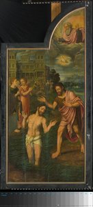 De doop van Christus in de Jordaan, rechter paneel van een drieluik, Jan van Coninxloo (II), 1557