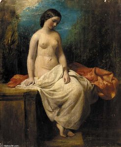 Study Of A Female Nude, Seated In A Landscape — William Etty