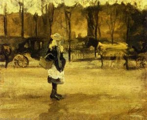 Girl In The Street, Two Coaches In The Background, A — Vincent Willem Van Gogh