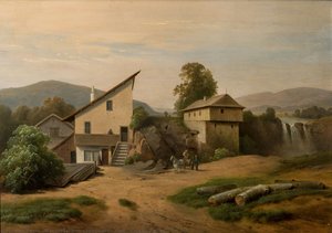 Horse Cart In Village — Gustav Johann Grunewald