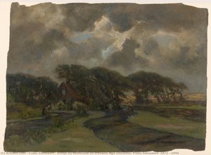 Huisje Bij Boomrand En Vrouwen Met Visnetten, Frans Smissaert, 1872 - 1944 — Frans Smissaert