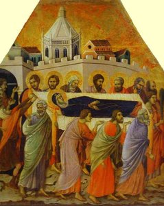 Maestó (front, Crowning Panels), The Funeral Procession. Detail — Duccio Di Buoninsegna, Sienese Gothic Style