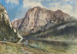 Altaussee Lake And Face Of Mount Trissel — Rudolf Von Alt