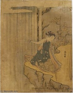 Waterfall — Suzuki Harunobu, Japanese Traditional