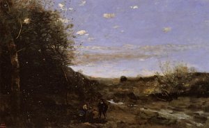 Hamlet And The Gravedigger — Jean-baptiste-camille Corot, Realist Landscape
