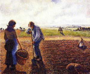 Peasants In The Field, Eragny — Camille Pissarro, Impressionism