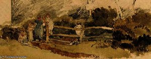 Study Of Children Climbing A Fence; And Landscape Study — Peter De Wint