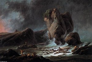 Shipwrecked Sailors Coming Ashore — Jean-baptiste Pillement