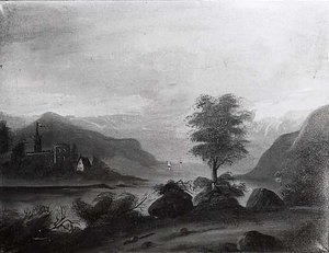 (river Scene), (painting) — Charles A Hackett, Romanticism
