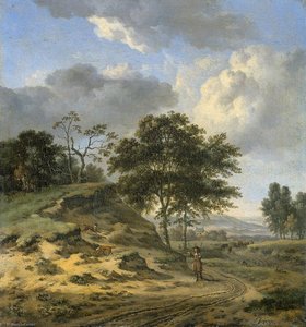 Landscape With Two Hunters — Jan Jansz Wijnants, Baroque