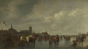 Scene On The Ice Outside Dordrecht — Abraham Pietersz Van Calraet