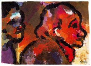 Two Heads (in Profile) — Emile Nolde