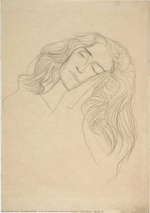 Face Of A Woman With Her Hands At Her Cheek (study For — Gustav Klimt
