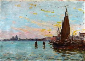 Voile Au Soleil Couchant À Venise (titre Inscrit) — Joseph-félix Bouchor
