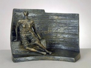 Draped Seated Figure Against Curved Wall — Henry Moore