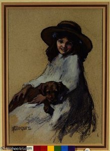 Young Girl With Her Puppy — Elizabeth Adela Stanhope Forbes