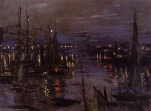 The Port Of Le Havre, Night Effect — Claude Monet