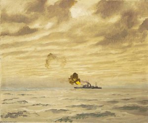 Hms 'erebus' In Action Off Walcheren — Stephen Bone