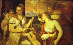 Venus Blindfolding Cupid — Titian, High Renaissance